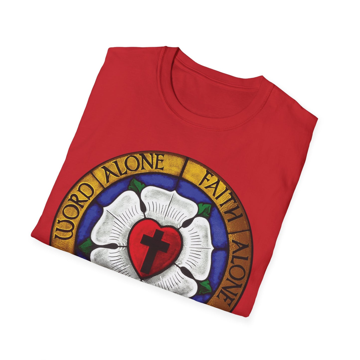 Luther rose T-Shirt, Unisex Softstyle Tee, Grace Alone Shirt