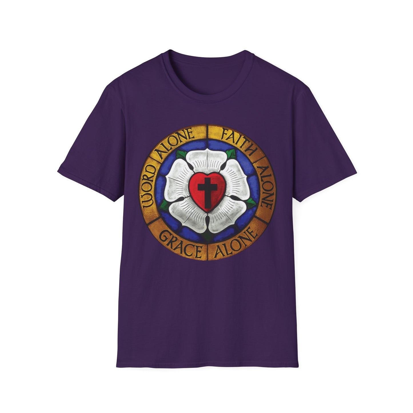 Luther rose  T-Shirt, Unisex Softstyle Tee, Grace Alone Shirt