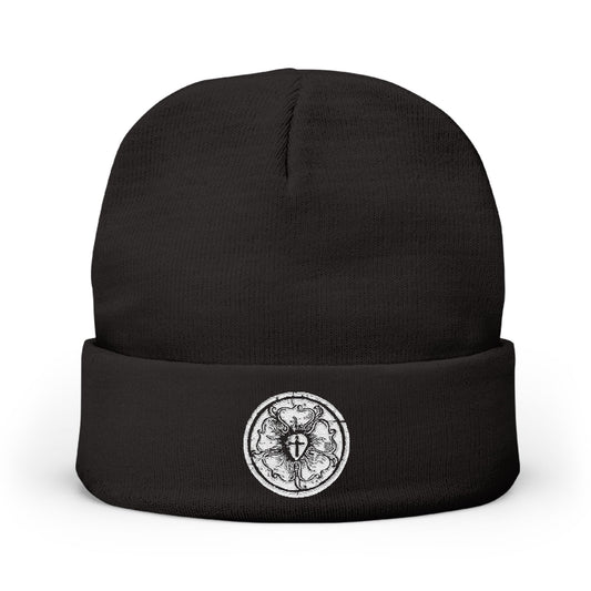 Lutheran Cozy Knit Beanie with Embroidered Graphic, Winter Hat