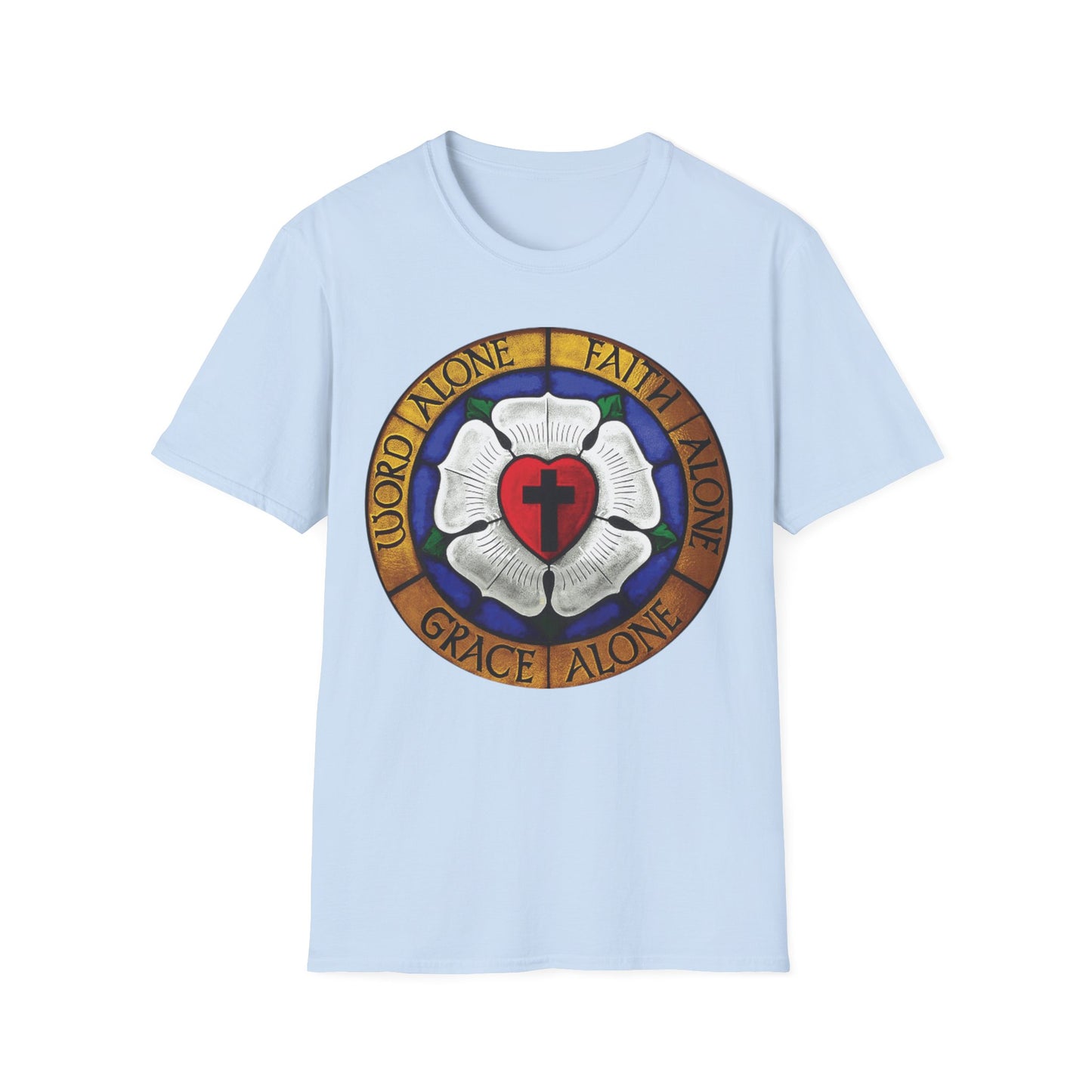 Luther rose  T-Shirt, Unisex Softstyle Tee, Grace Alone Shirt