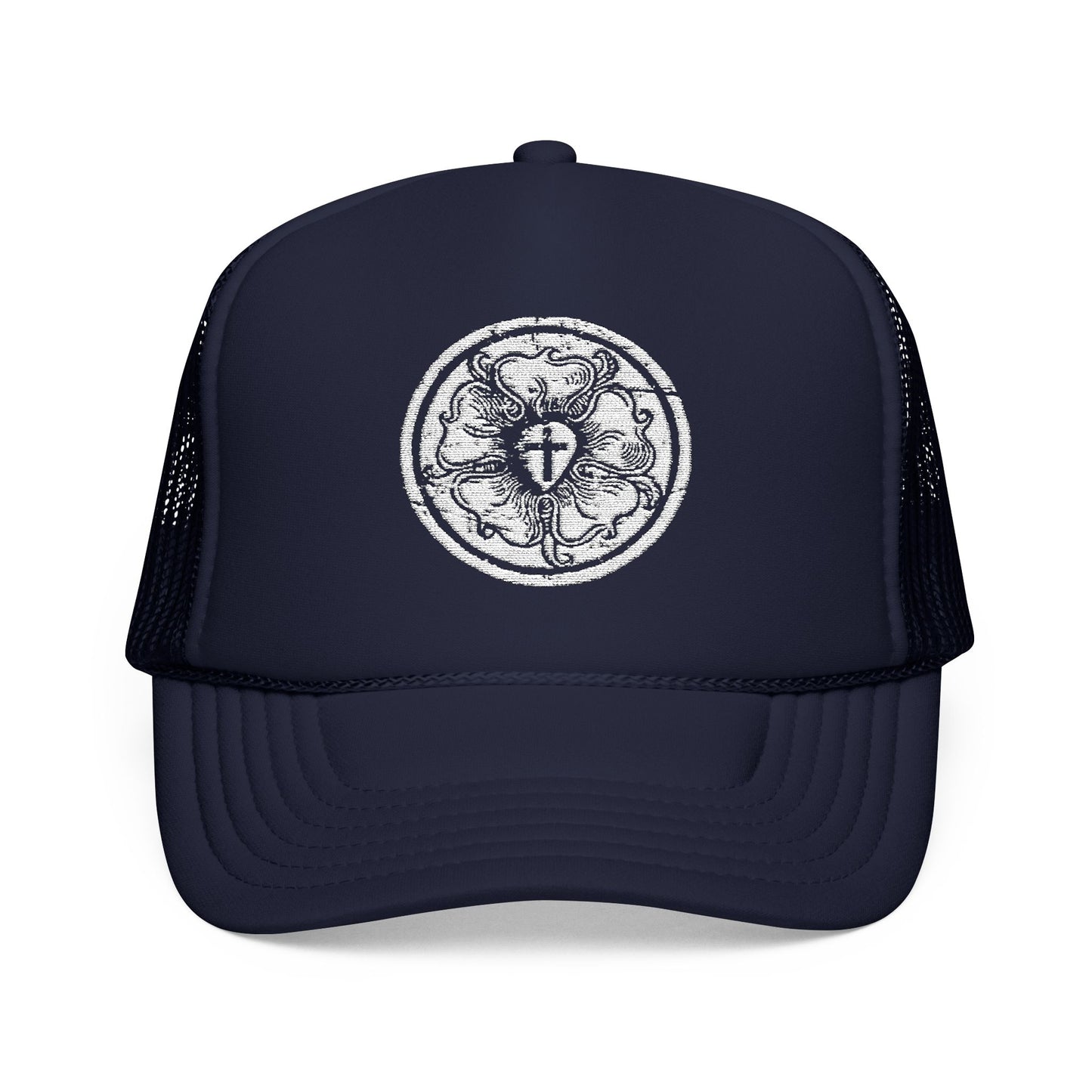 Luther rose Stylish Foam Trucker Hat with Embroidered Design