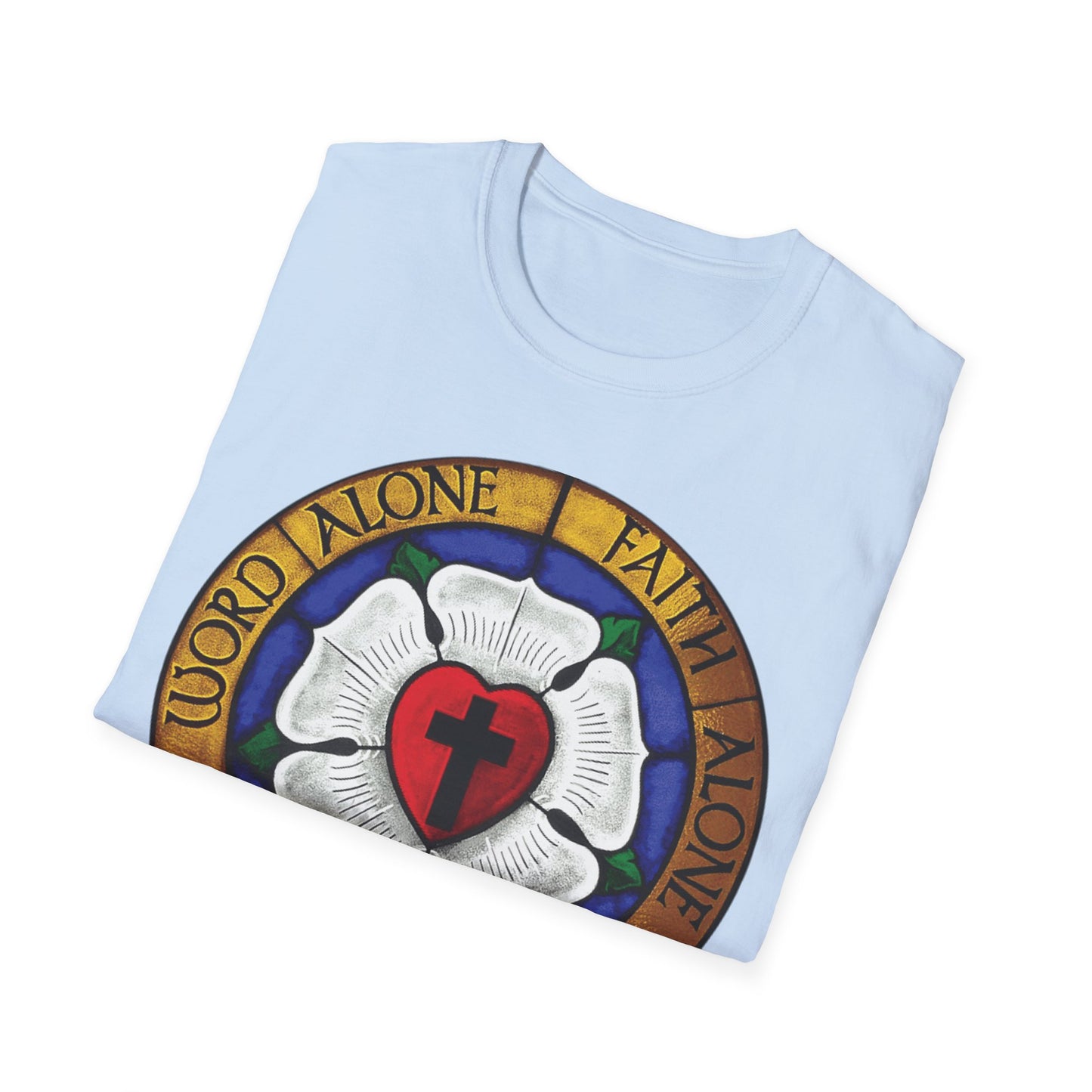 Luther rose  T-Shirt, Unisex Softstyle Tee, Grace Alone Shirt