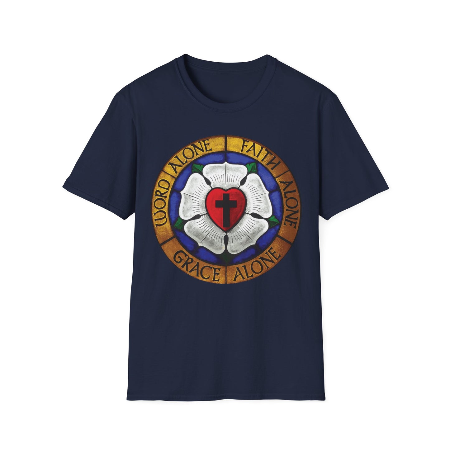 Luther rose  T-Shirt, Unisex Softstyle Tee, Grace Alone Shirt
