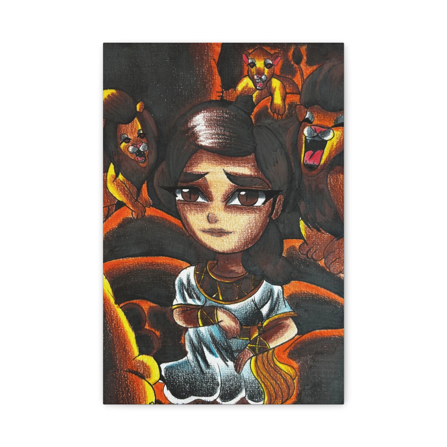 Daniel in Lions Den, Wall Art Canva by Artist Mara Anna Smite