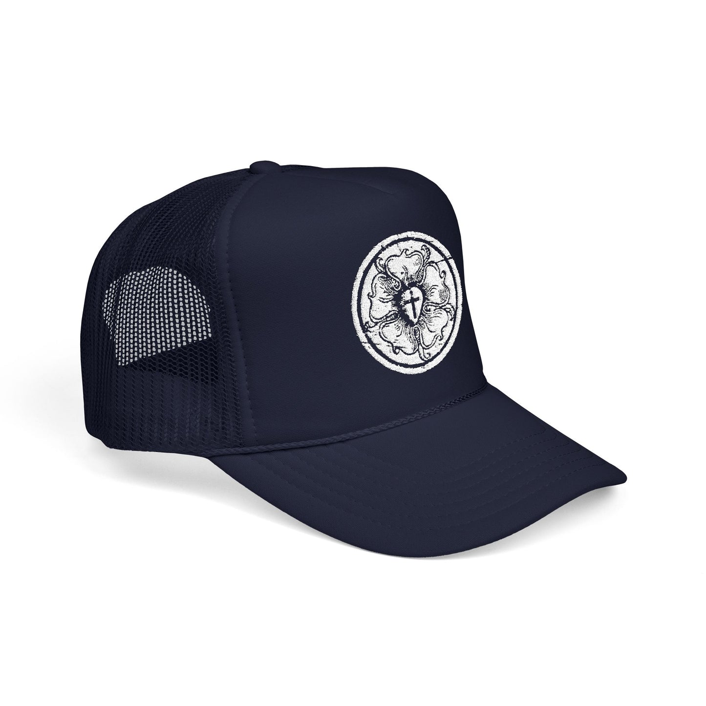 Luther rose Stylish Foam Trucker Hat with Embroidered Design
