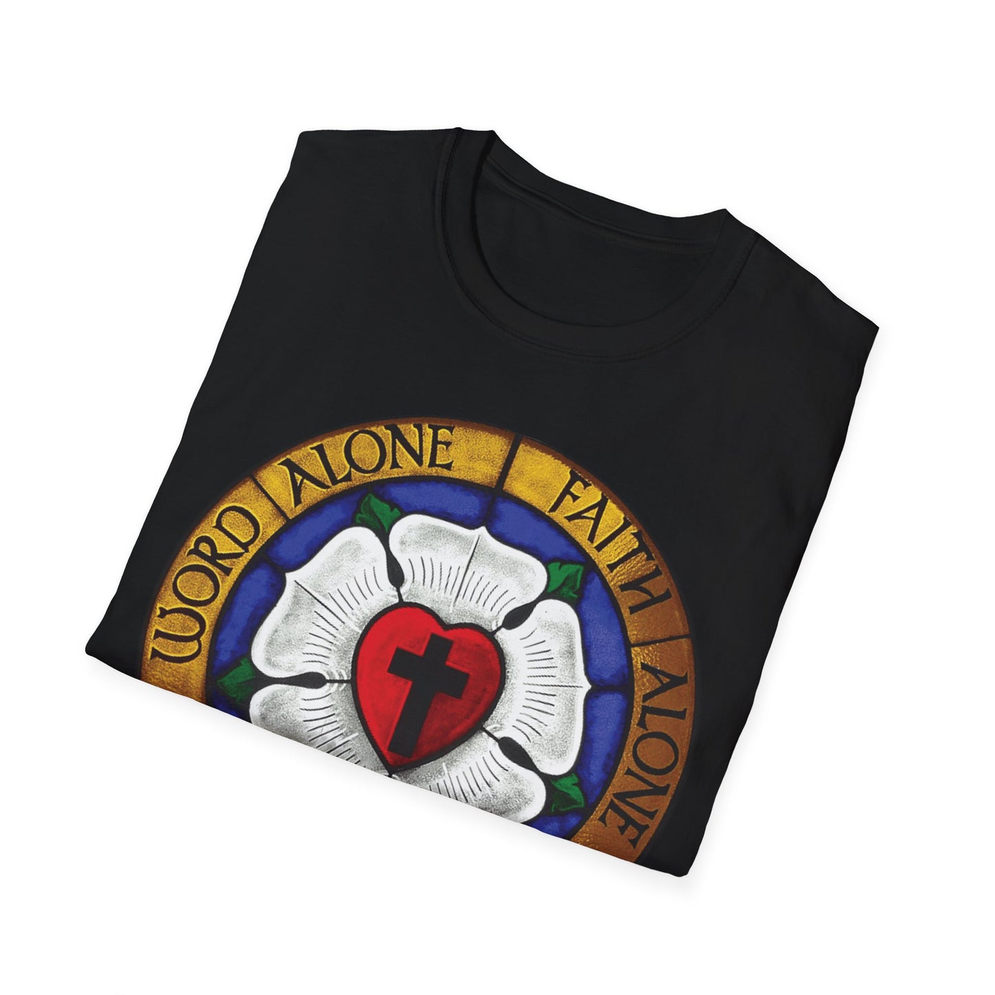 Luther rose  T-Shirt, Unisex Softstyle Tee, Grace Alone Shirt