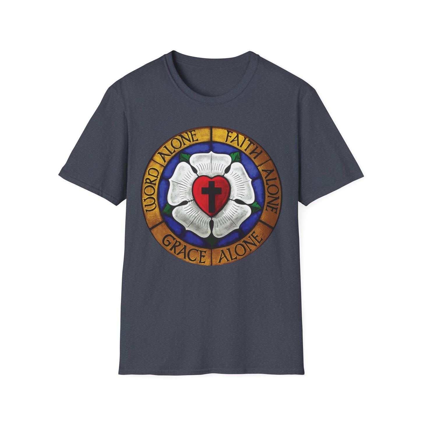Luther rose  T-Shirt, Unisex Softstyle Tee, Grace Alone Shirt
