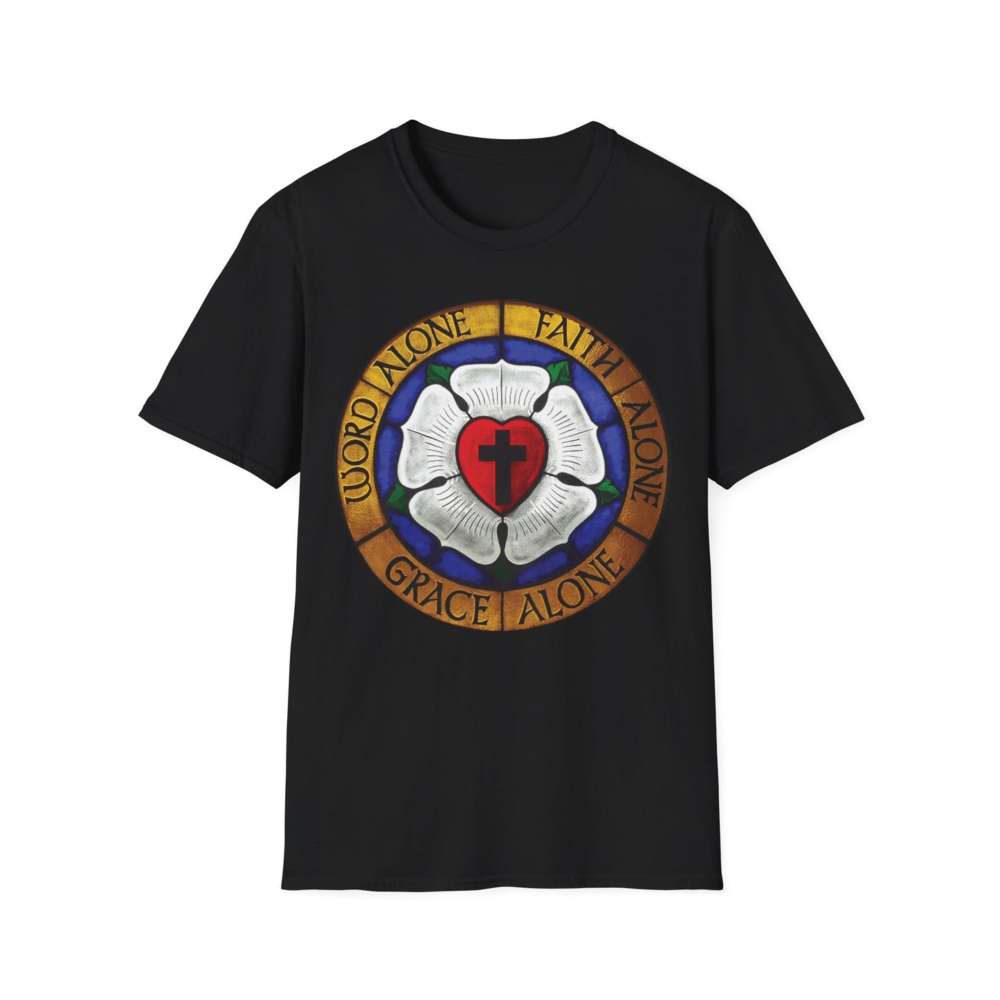 Luther rose  T-Shirt, Unisex Softstyle Tee, Grace Alone Shirt
