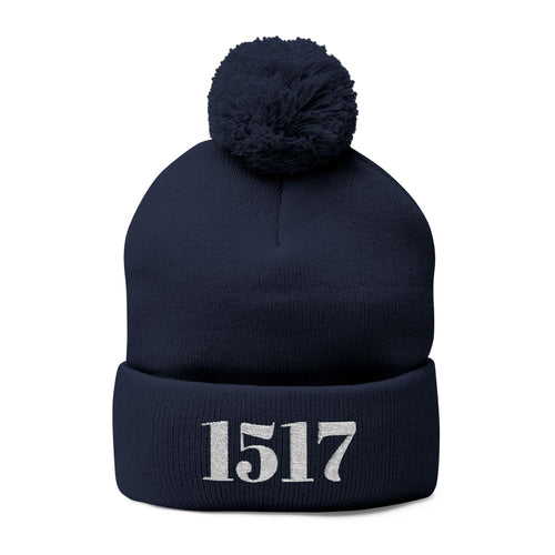 1517 Cozy Pom-Pom Knit Cap (Embroidered 1517) - Winter Beanie, Warm Headwear, Stylish Accessory, Gift Idea, Unisex Cap