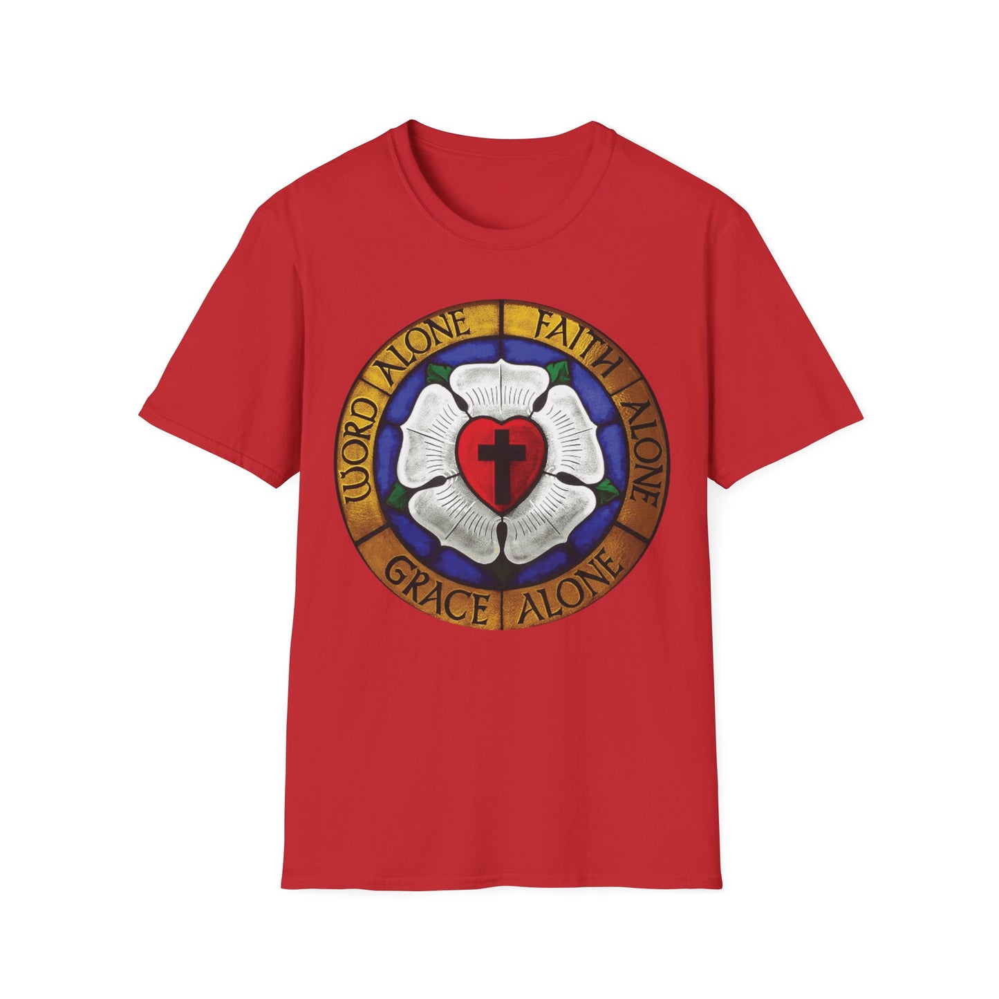 Luther rose  T-Shirt, Unisex Softstyle Tee, Grace Alone Shirt