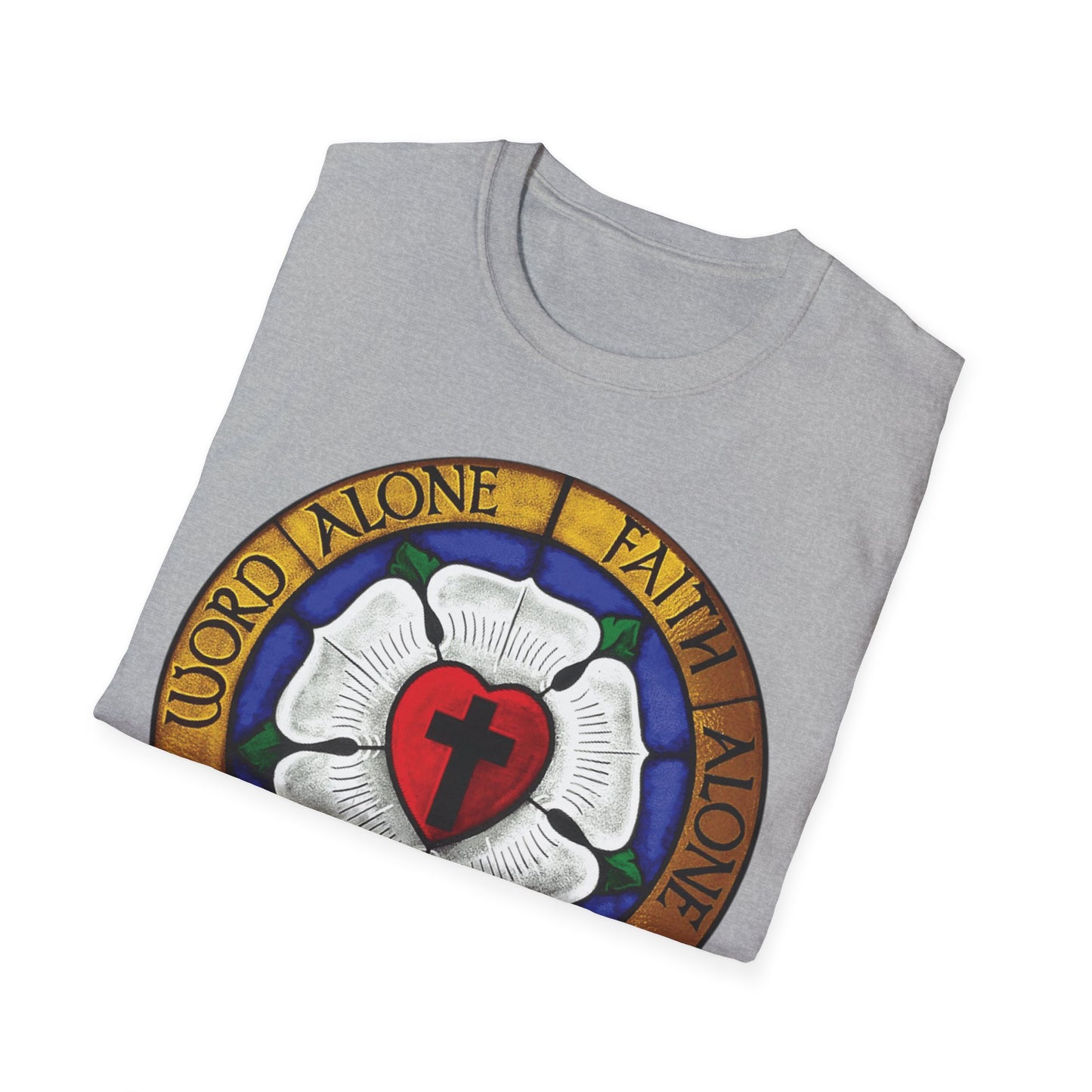 Luther rose  T-Shirt, Unisex Softstyle Tee, Grace Alone Shirt