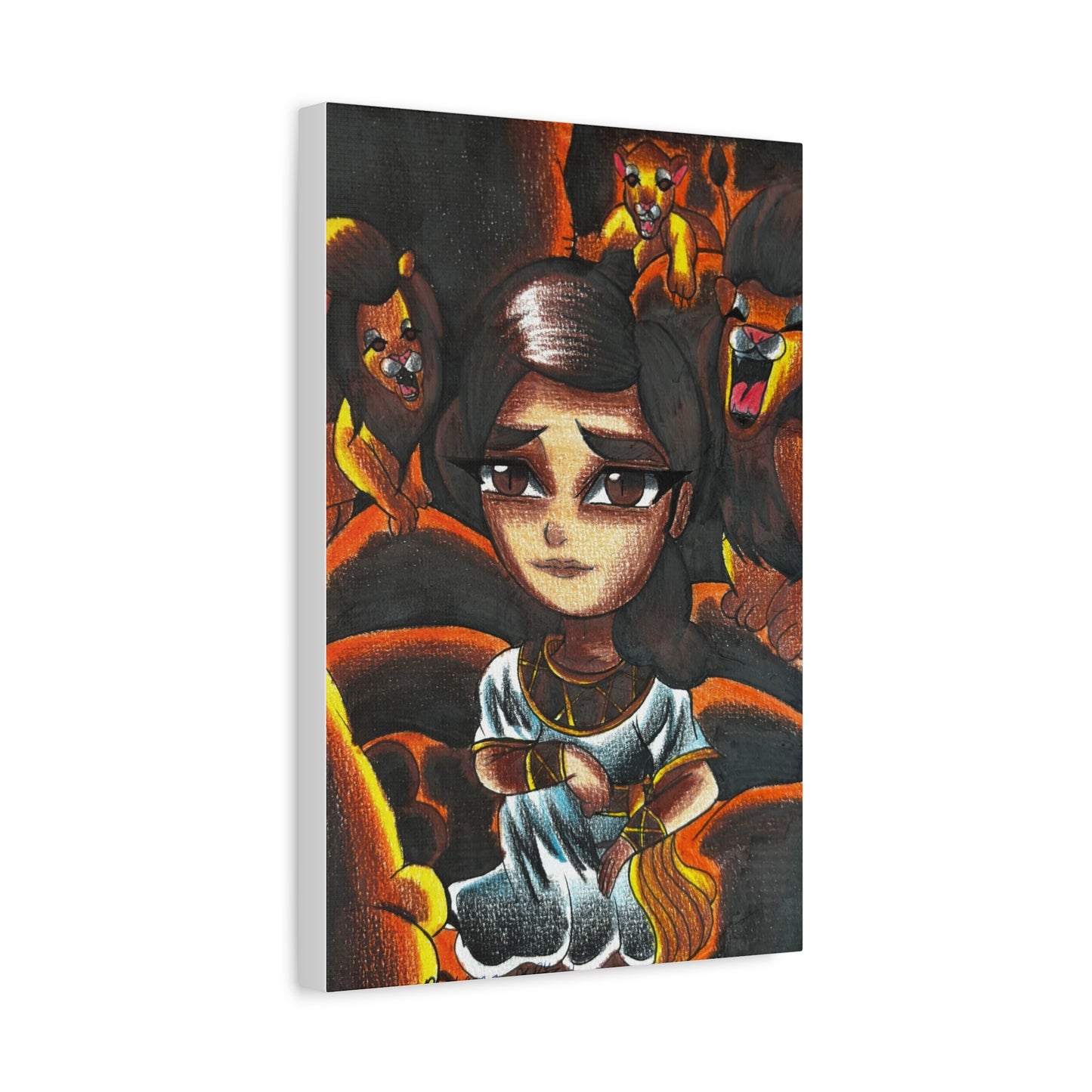 Daniel in Lions Den, Wall Art Canva by Artist Mara Anna Smite