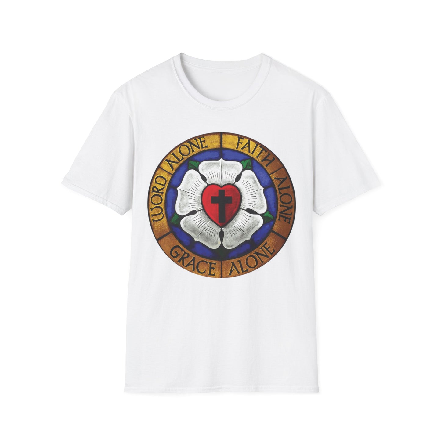 Luther rose  T-Shirt, Unisex Softstyle Tee, Grace Alone Shirt