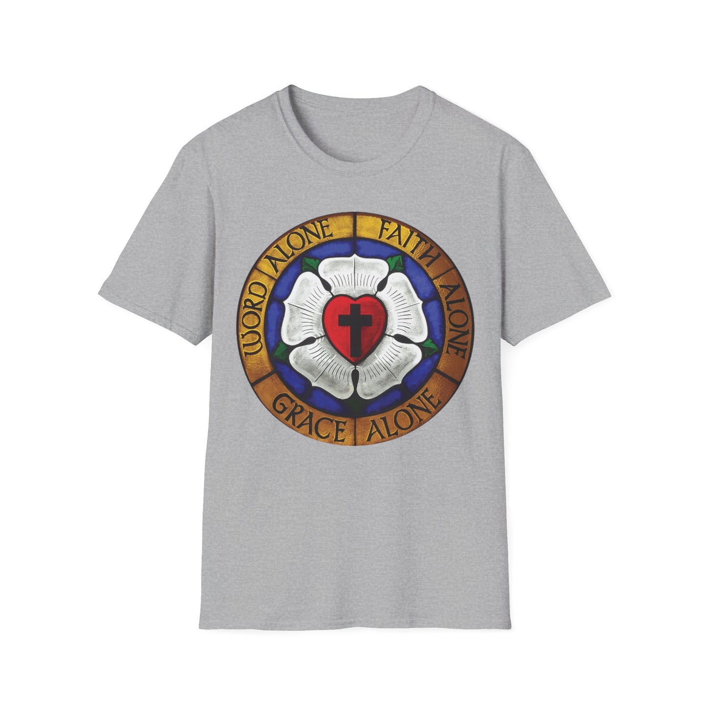 Luther rose  T-Shirt, Unisex Softstyle Tee, Grace Alone Shirt