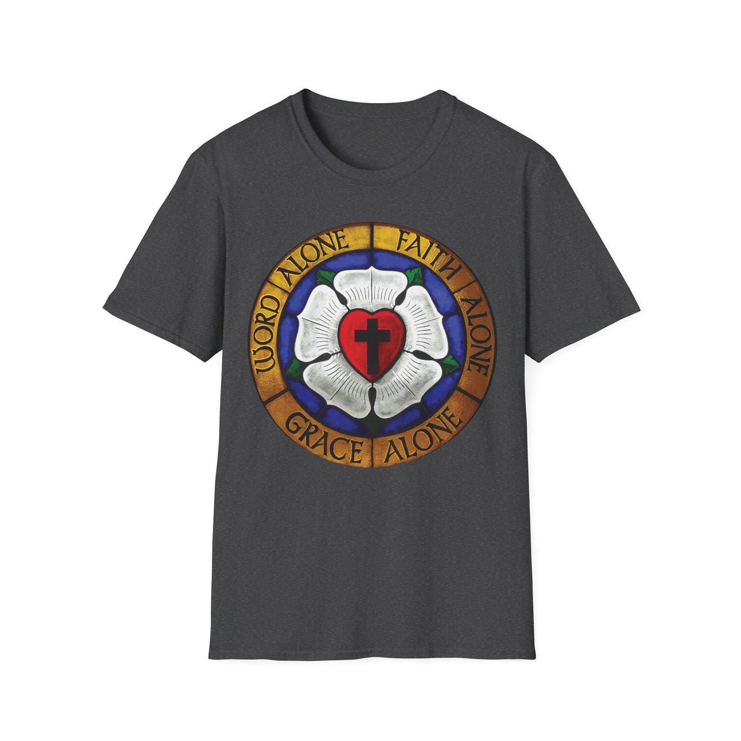 Luther rose  T-Shirt, Unisex Softstyle Tee, Grace Alone Shirt