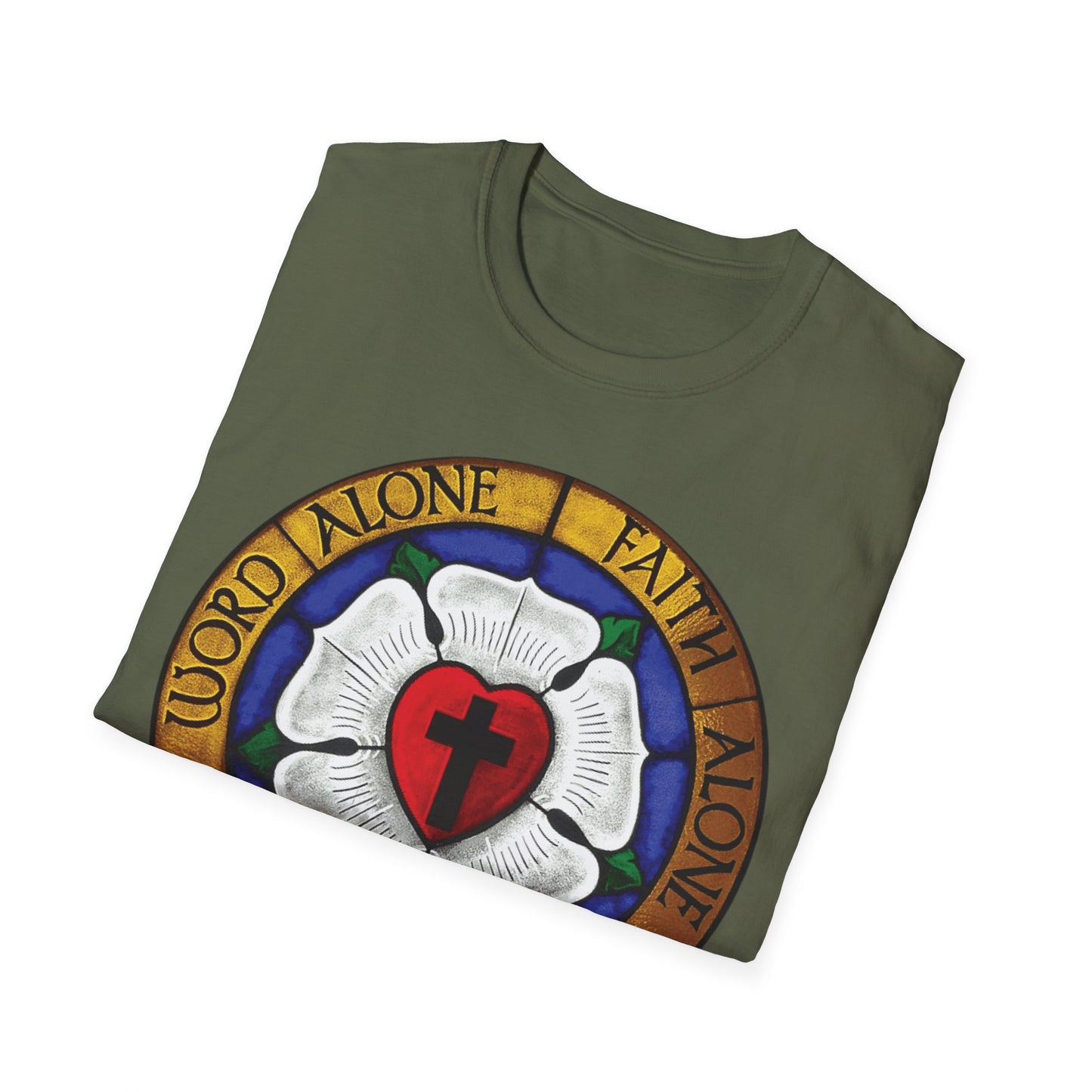 Luther rose  T-Shirt, Unisex Softstyle Tee, Grace Alone Shirt