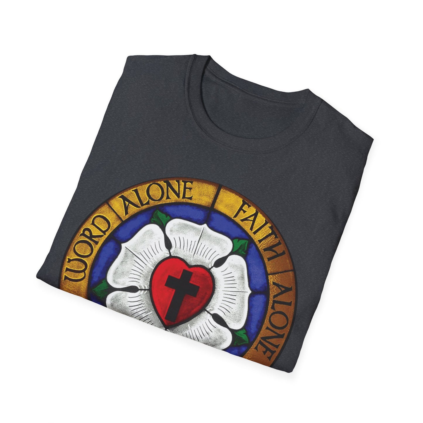Luther rose  T-Shirt, Unisex Softstyle Tee, Grace Alone Shirt