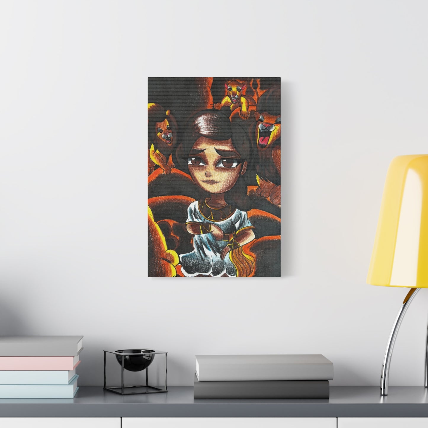 Daniel in Lions Den, Wall Art Canva by Artist Mara Anna Smite