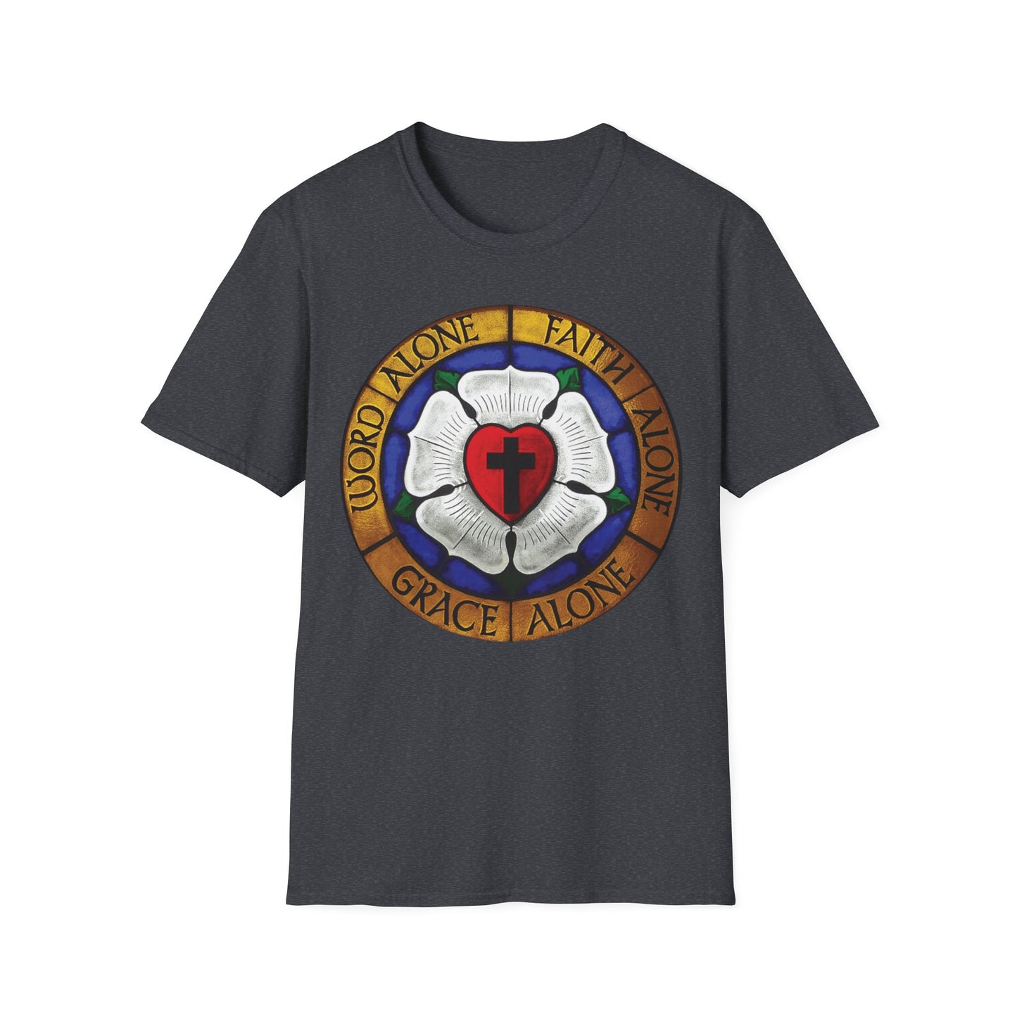 Luther rose  T-Shirt, Unisex Softstyle Tee, Grace Alone Shirt