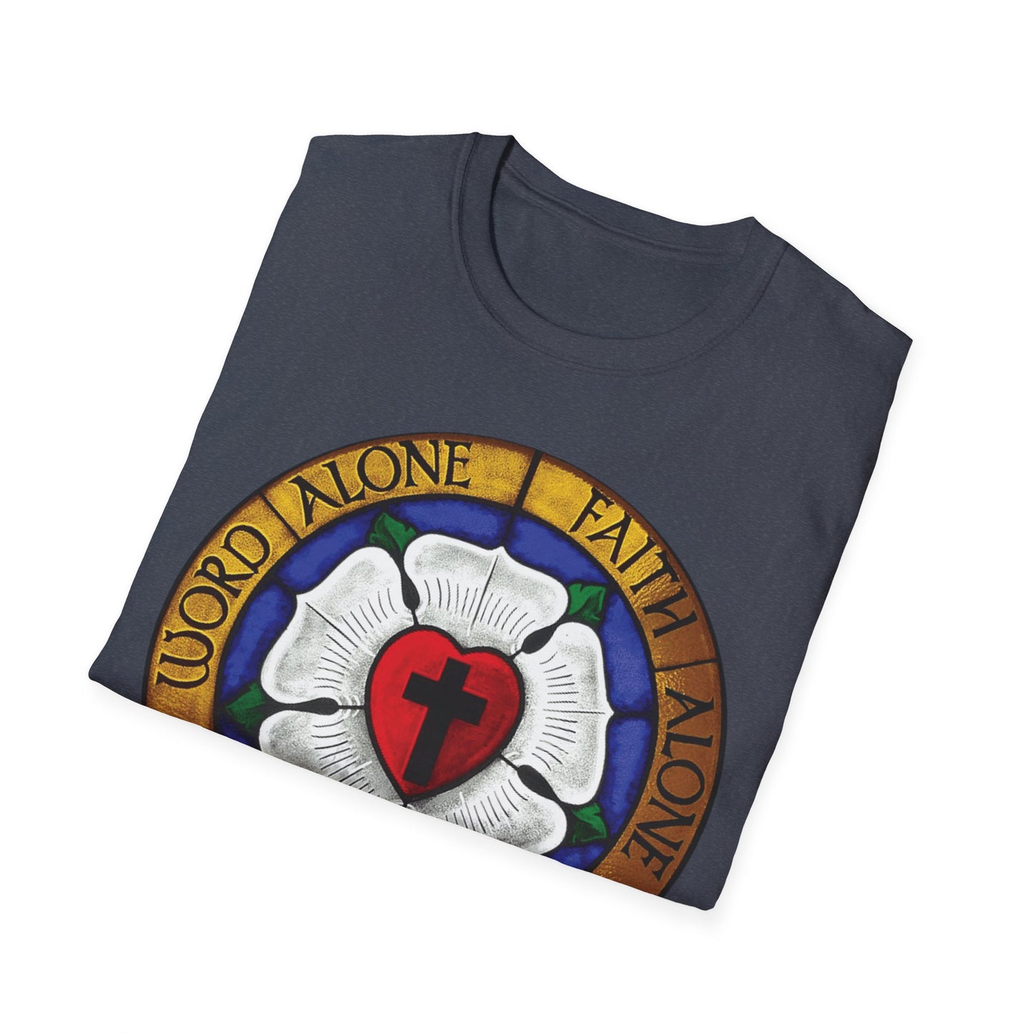 Luther rose  T-Shirt, Unisex Softstyle Tee, Grace Alone Shirt