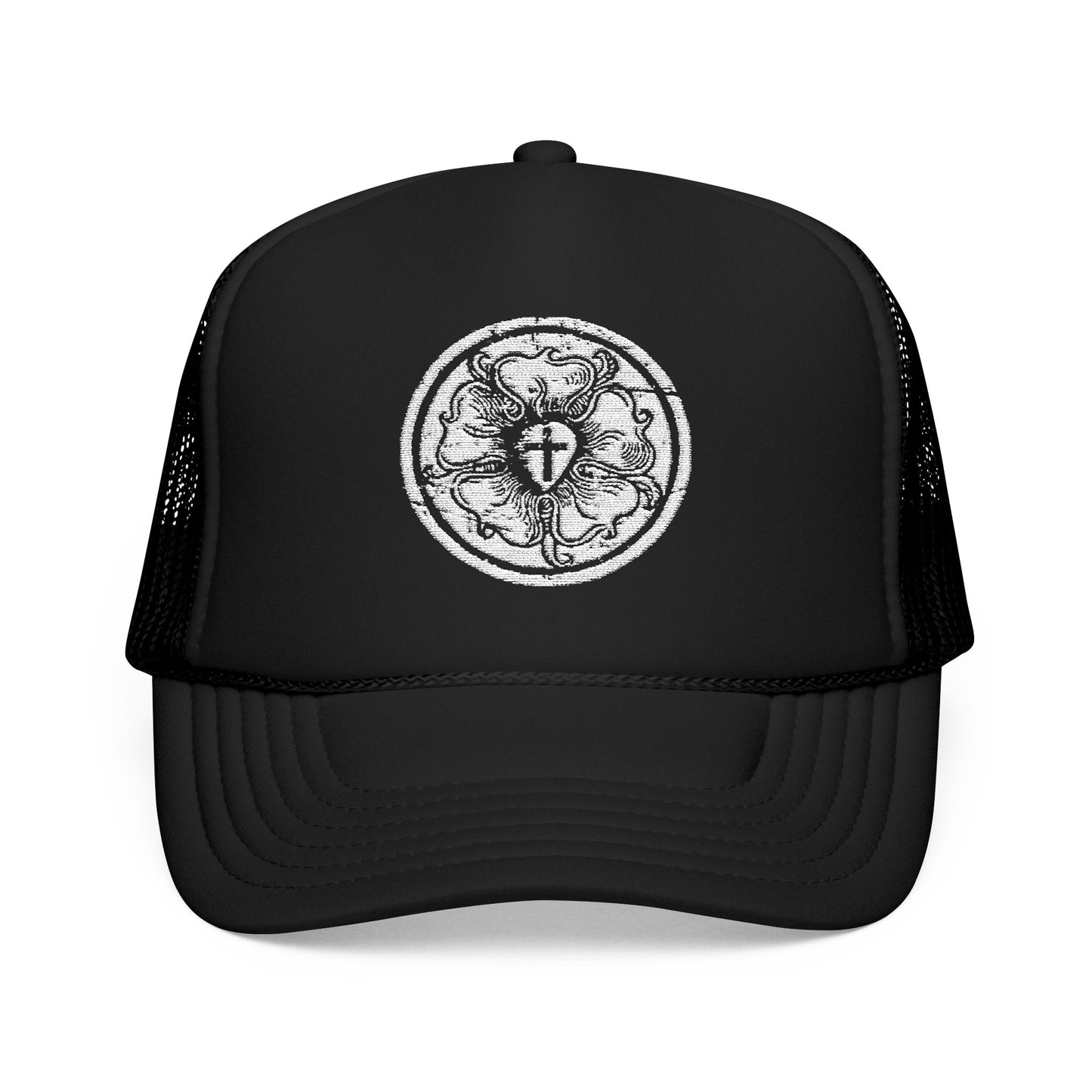 Luther rose Stylish Foam Trucker Hat with Embroidered Design